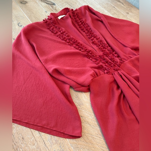 Le Troupe Elegant Cayenne Red Kimono Dress 2 - Picture 2 of 7